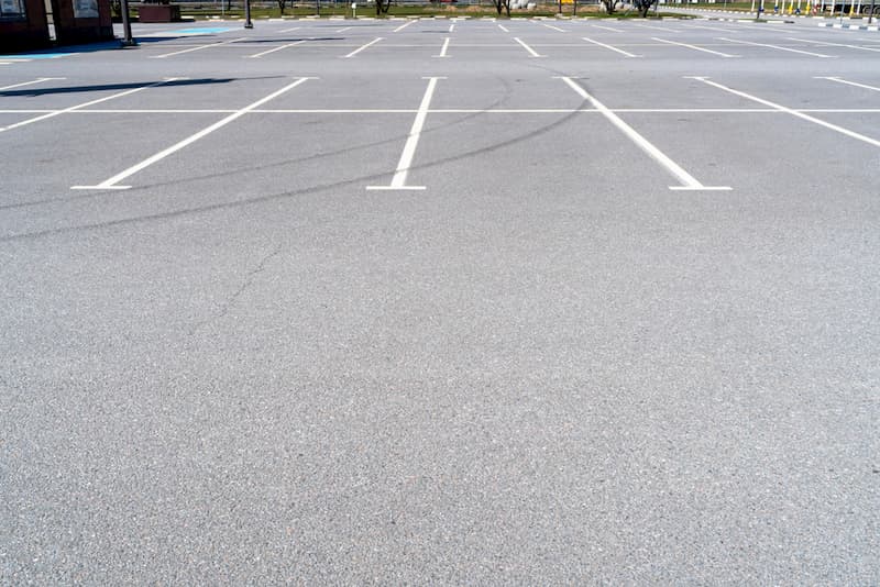 New parking lot with white lines