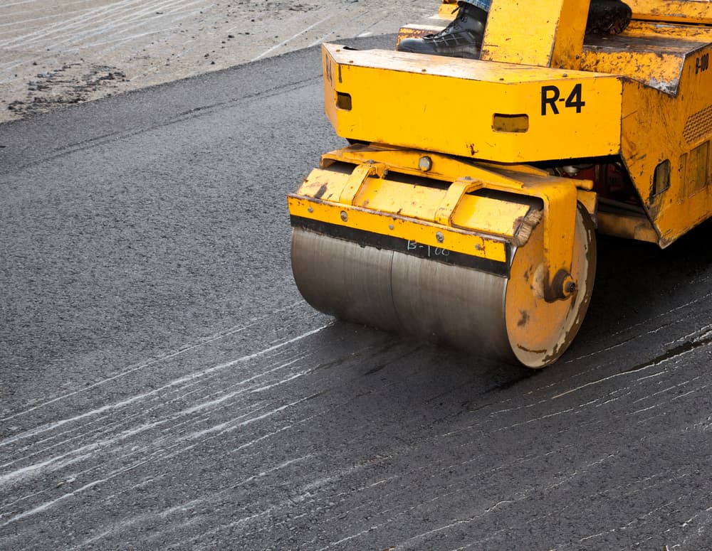 Asphalt Roller working on the streets